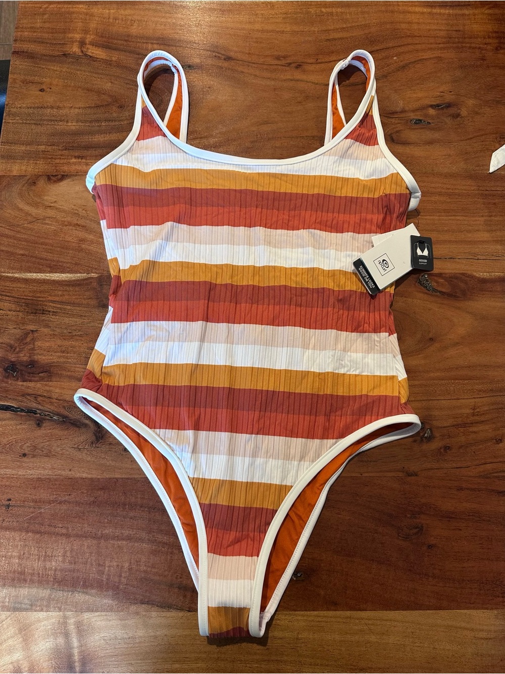 Ripcurl Ribbed One-Piece Swimsuit in Rust, Mustard & White